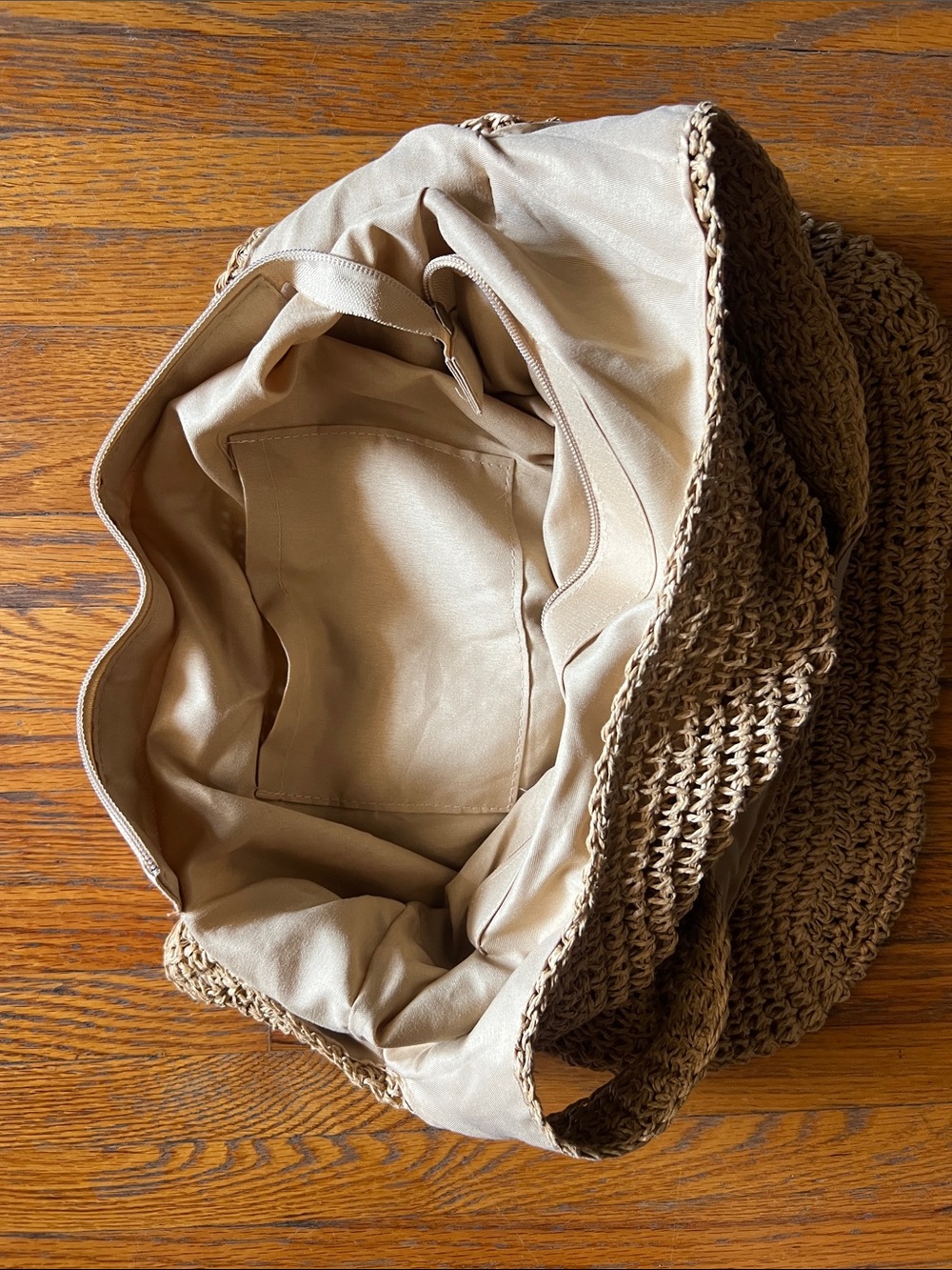 Light Brown Woven Tote Bag - Casual Everyday Handbag - Picture 2 of 5
